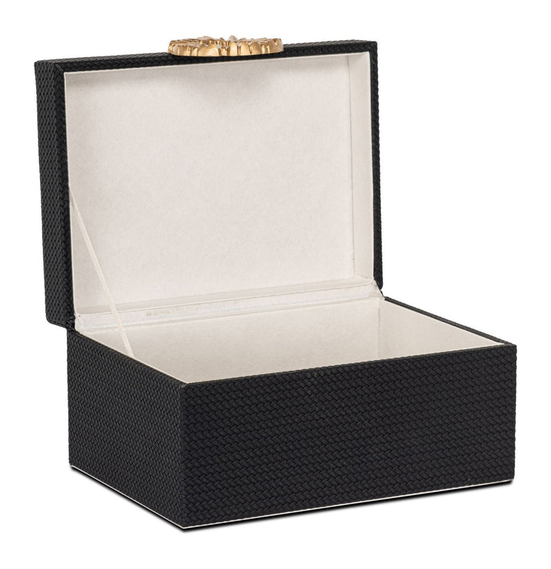 Aufbewahrungsbox Amal black/gold – edle Deko-Box mit PU-Leder-Bezug