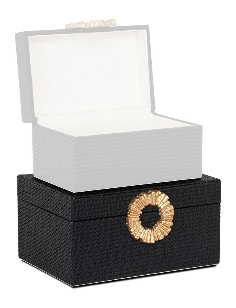 Aufbewahrungsbox Amal black/gold – edle Deko-Box mit PU-Leder-Bezug