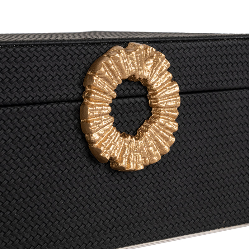 Aufbewahrungsbox Amal black/gold – edle Deko-Box mit PU-Leder-Bezug