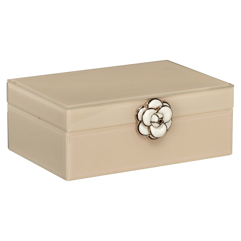 Aufbewahrungsbox Abbey ivory small – dekorative Box aus MDF & Glas