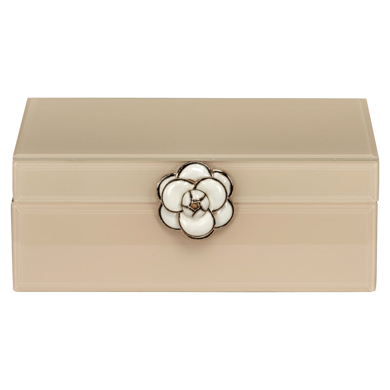 Aufbewahrungsbox Abbey ivory small – dekorative Box aus MDF & Glas