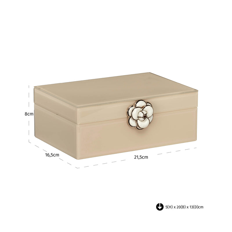 Aufbewahrungsbox Abbey ivory small – dekorative Box aus MDF & Glas