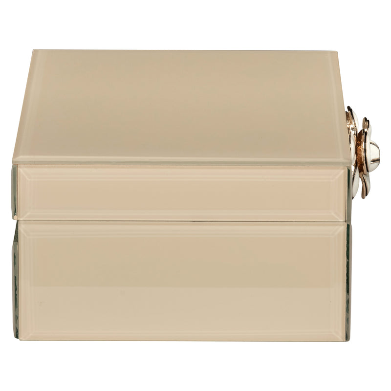 Aufbewahrungsbox Abbey ivory small – dekorative Box aus MDF & Glas