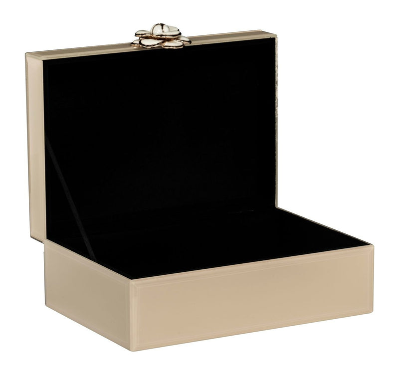 Aufbewahrungsbox Abbey ivory small – dekorative Box aus MDF & Glas