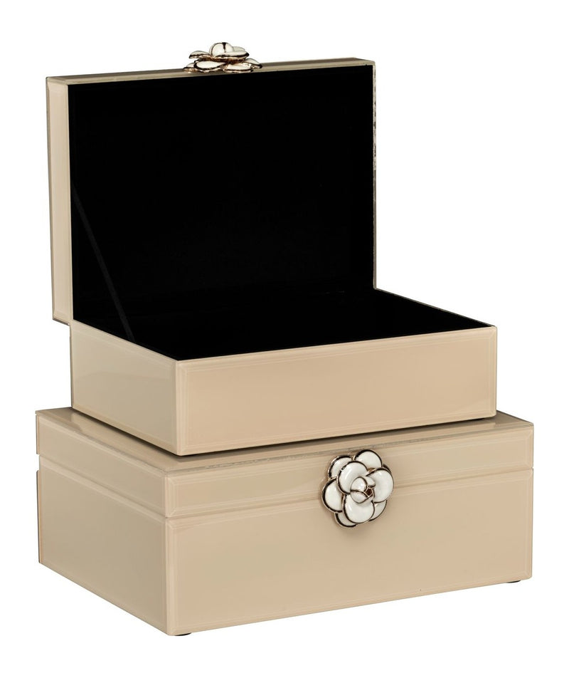 Aufbewahrungsbox Abbey ivory small – dekorative Box aus MDF & Glas