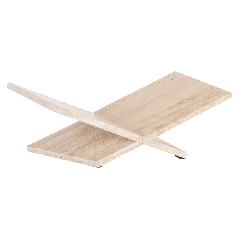 Buchständer Belice aus Travertin, elegante Buchstütze in Beige