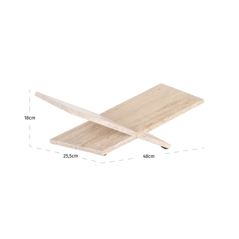 Buchständer Belice aus Travertin, elegante Buchstütze in Beige