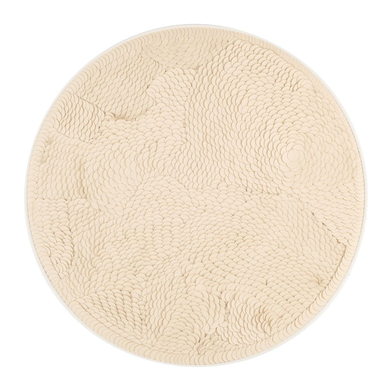 Wandkunst Flow White 110x110 cm – Wanddeko aus Leder & Aluminium