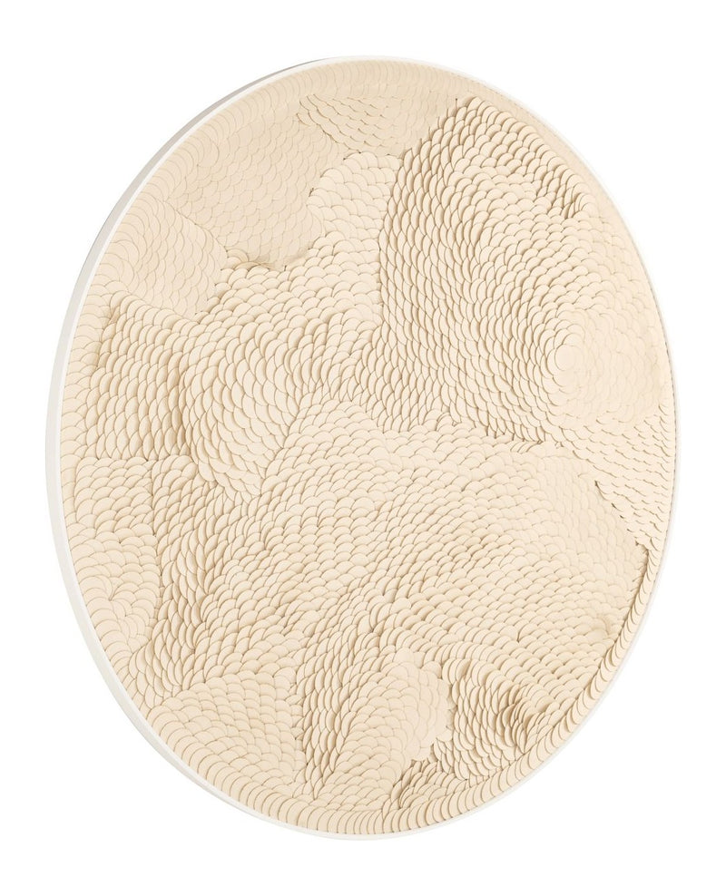 Wandkunst Flow White 110x110 cm – Wanddeko aus Leder & Aluminium