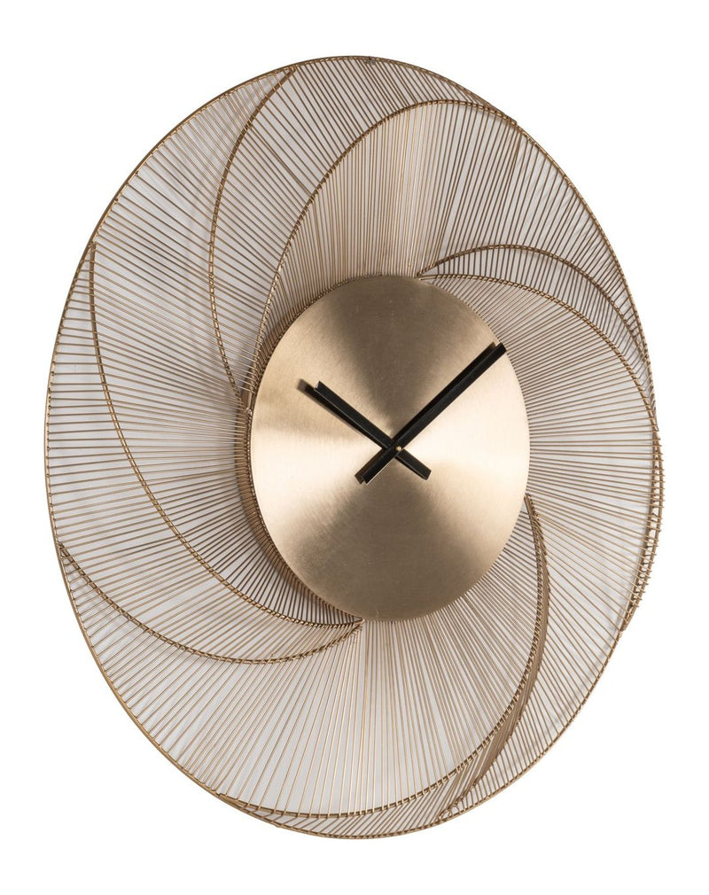 Wanduhr Denver Gold – Runde Design-Uhr mit Sonnenstrahl-Optik, Ø 86 cm