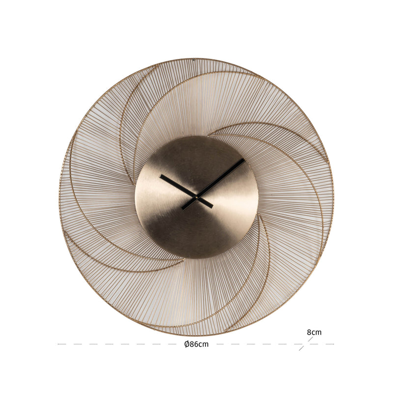 Wanduhr Denver Gold – Runde Design-Uhr mit Sonnenstrahl-Optik, Ø 86 cm