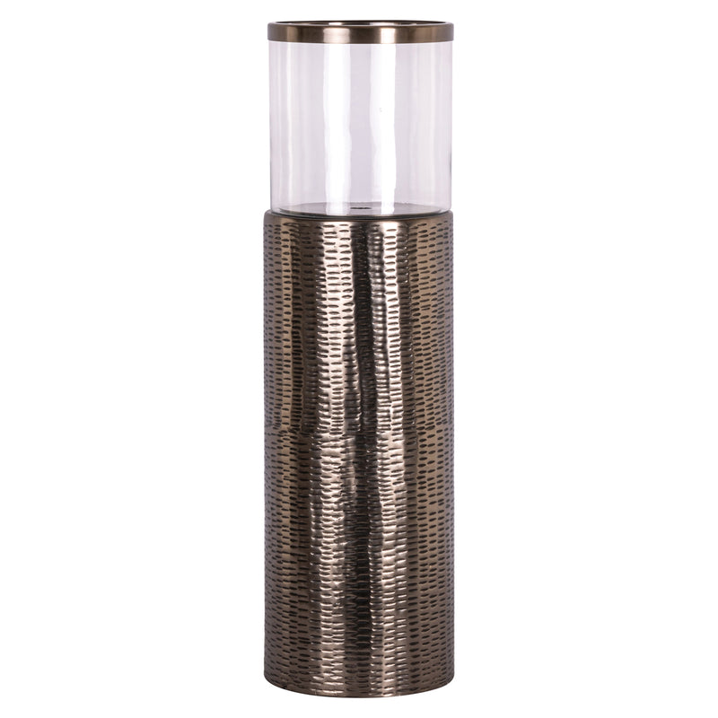 Windlicht Faylen L Bronze - Bodenwindlicht aus Glas & Eisen, 65 cm