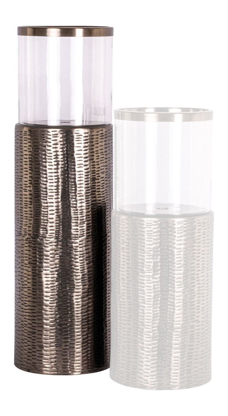 Windlicht Faylen L Bronze - Bodenwindlicht aus Glas & Eisen, 65 cm
