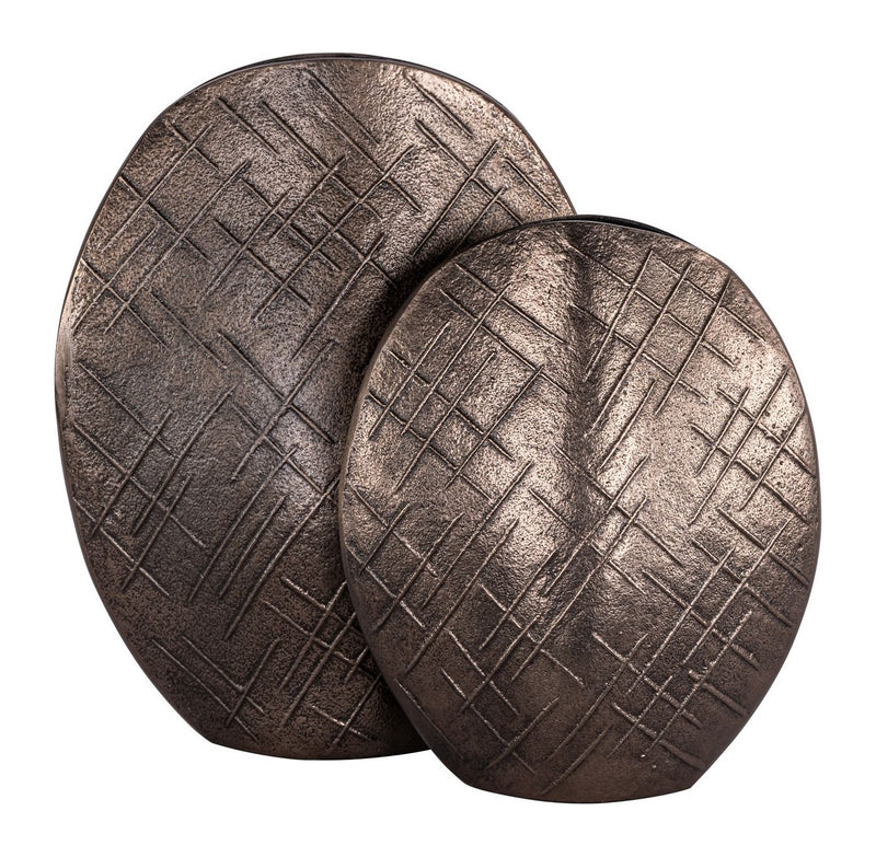 Richmond Vase Olivra bronze – Deko-Vase aus Aluminium, 30 cm