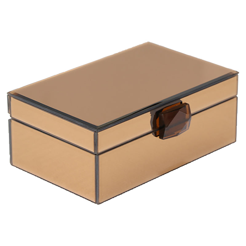 Aufbewahrungsbox Lins Braun – Glas-Deko-Box mit Spiegel-Effekt
