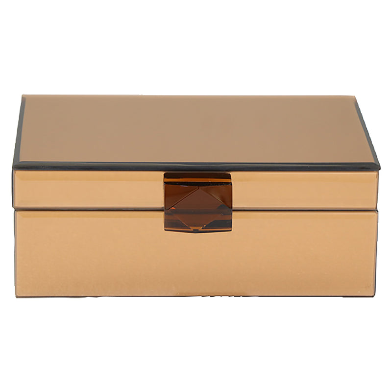 Aufbewahrungsbox Lins Braun – Glas-Deko-Box mit Spiegel-Effekt