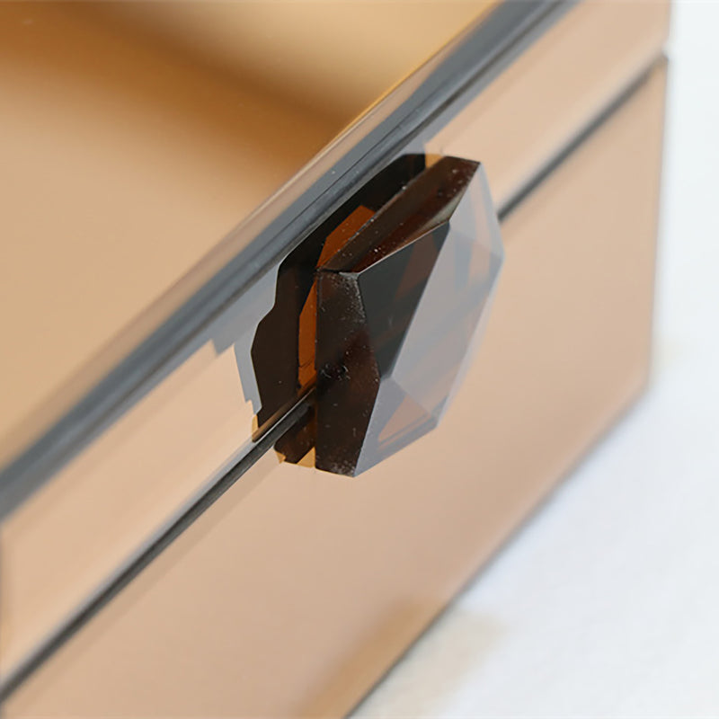 Aufbewahrungsbox Lins Braun – Glas-Deko-Box mit Spiegel-Effekt
