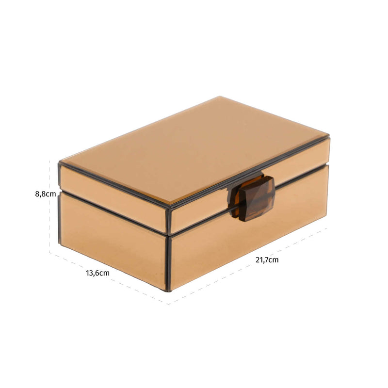 Aufbewahrungsbox Lins Braun – Glas-Deko-Box mit Spiegel-Effekt