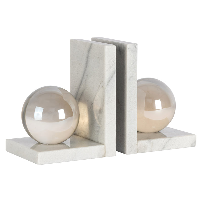 Buchständer Lulu white – Buchstütze aus Kristall & Marmor, 15 cm hoch