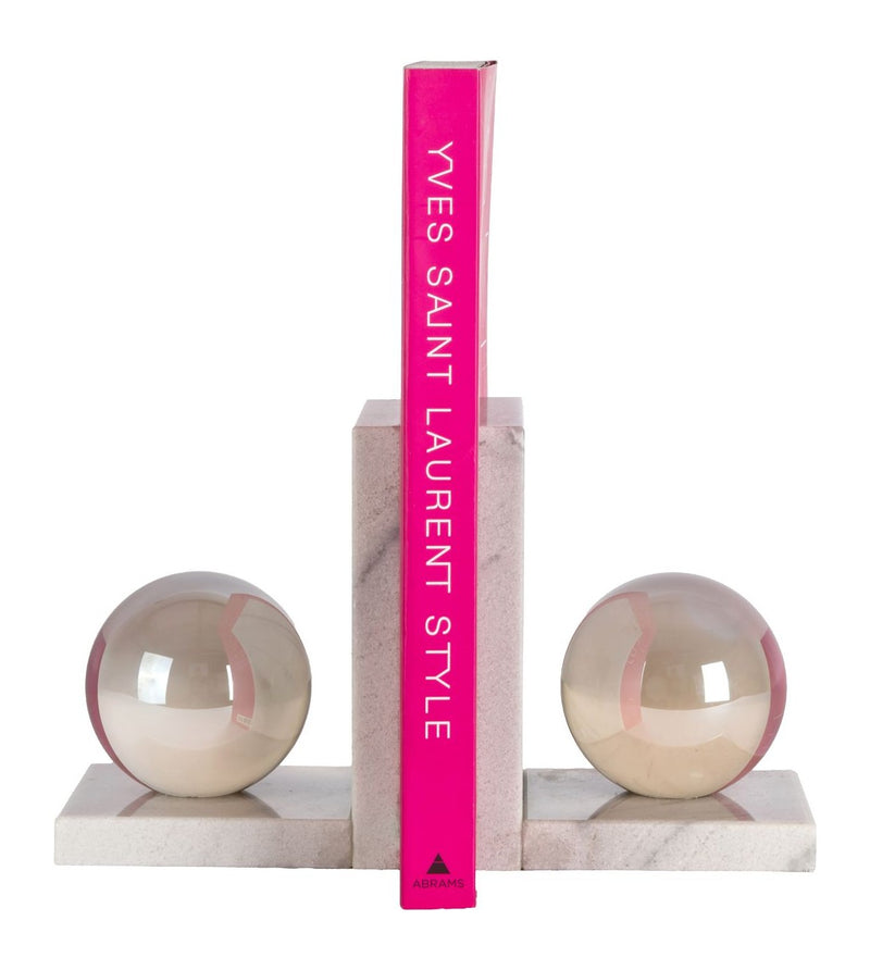 Buchständer Lulu white – Buchstütze aus Kristall & Marmor, 15 cm hoch