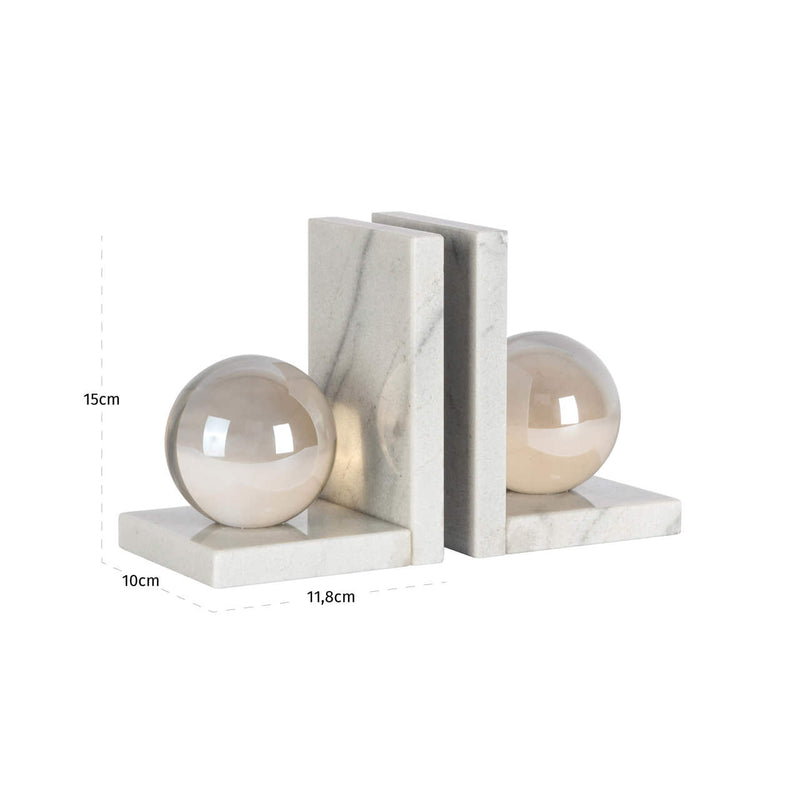 Buchständer Lulu white – Buchstütze aus Kristall & Marmor, 15 cm hoch