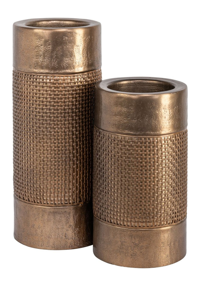 Kerzenhalter Sky brushed gold large - Richmond, Aluminium & Rattan,