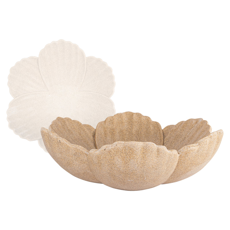 Richmond Deko-Schale Petal beige – skulpturale Blütenform, 46 cm