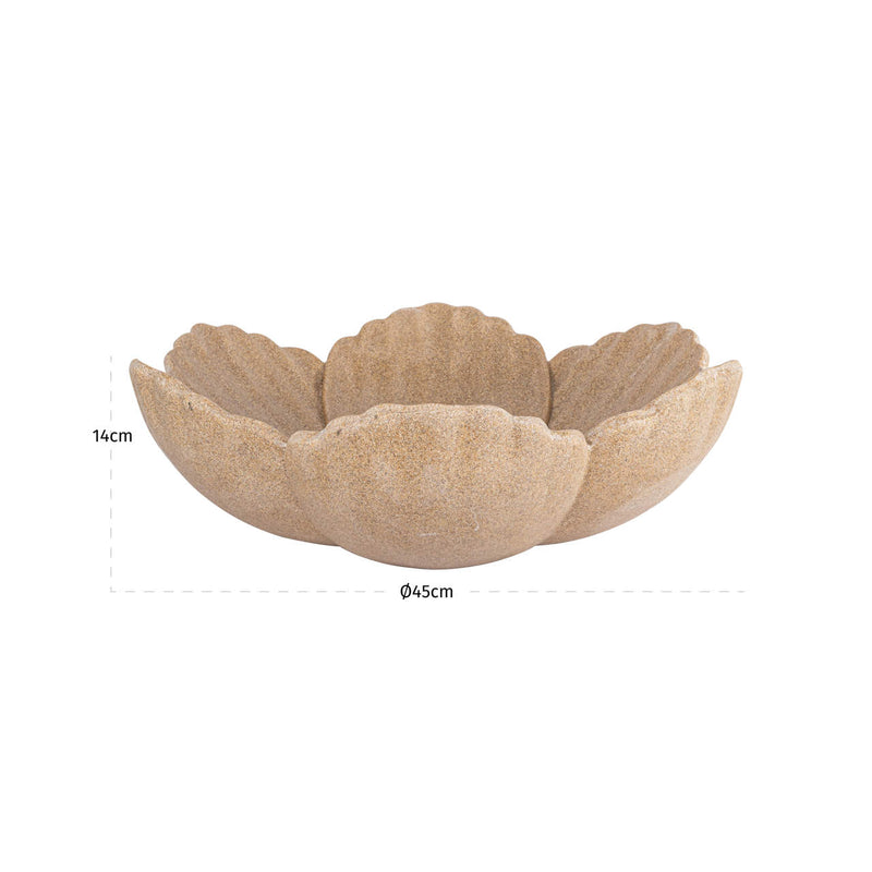 Richmond Deko-Schale Petal beige – skulpturale Blütenform, 46 cm