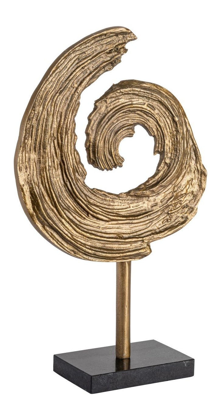 Dekoratives Objekt Swirl Brass Antique aus Aluminium & Granit, 46 cm