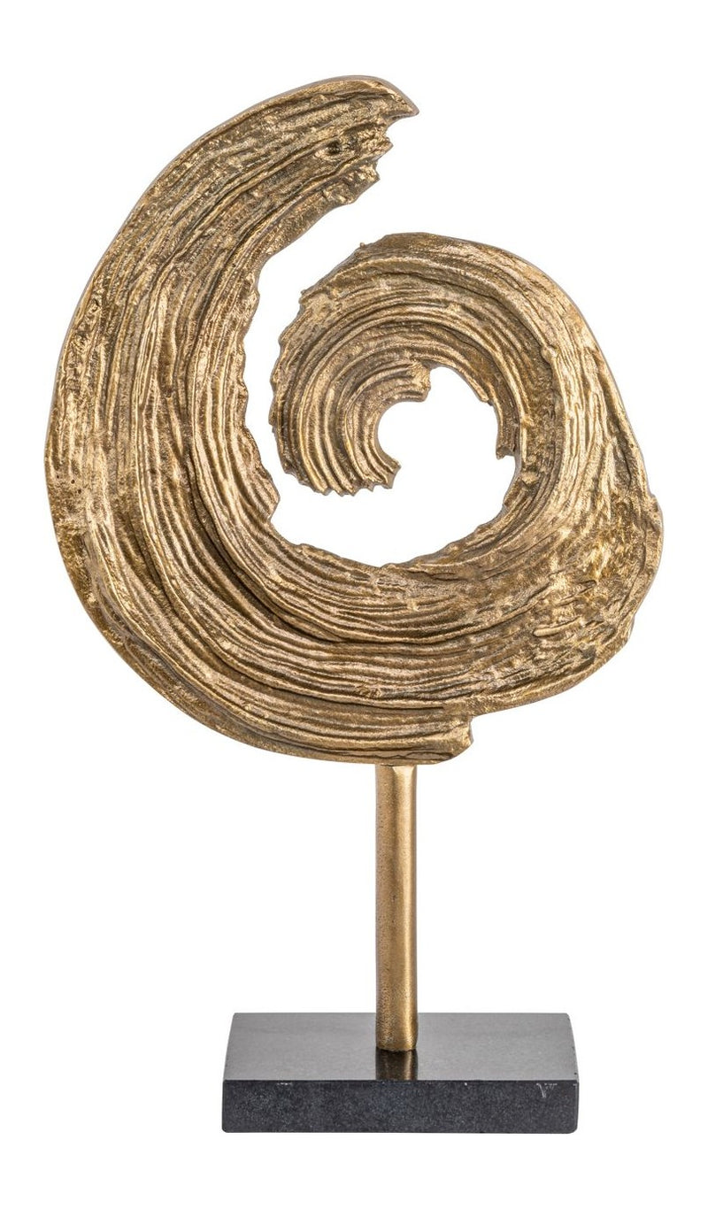 Dekoratives Objekt Swirl Brass Antique aus Aluminium & Granit, 46 cm