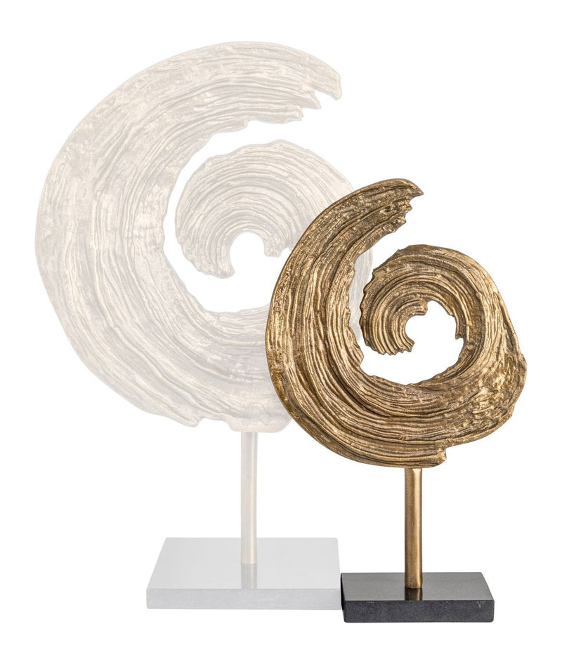 Dekoratives Objekt Swirl Brass Antique aus Aluminium & Granit, 46 cm