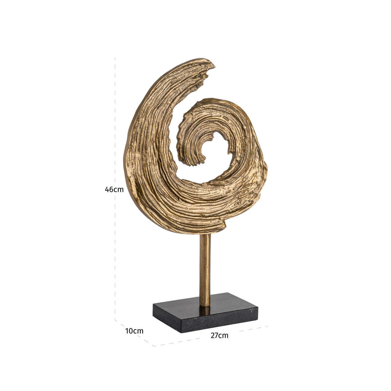 Dekoratives Objekt Swirl Brass Antique aus Aluminium & Granit, 46 cm