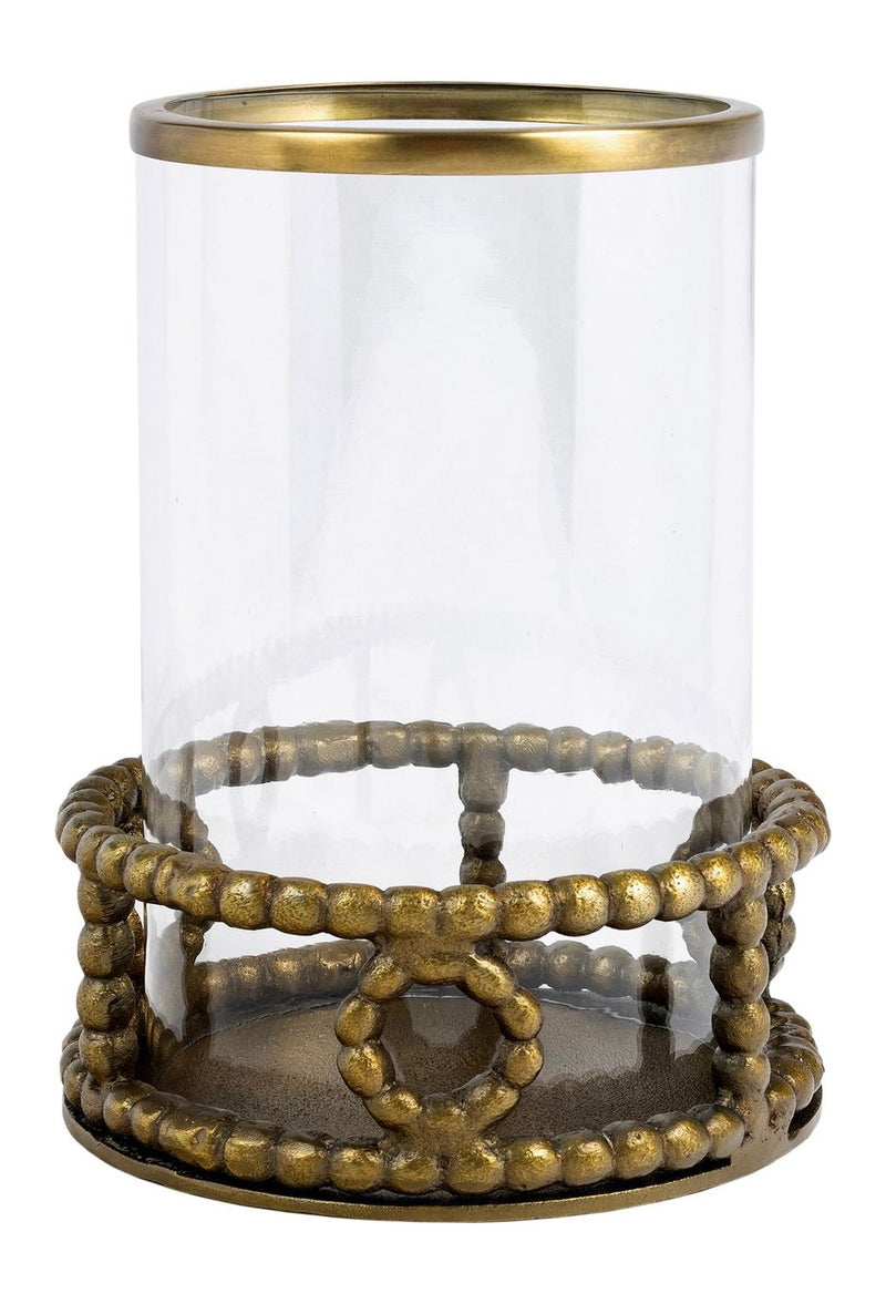 Windlicht Mile brass antique aus Aluminium & Glas, 26 cm hoch