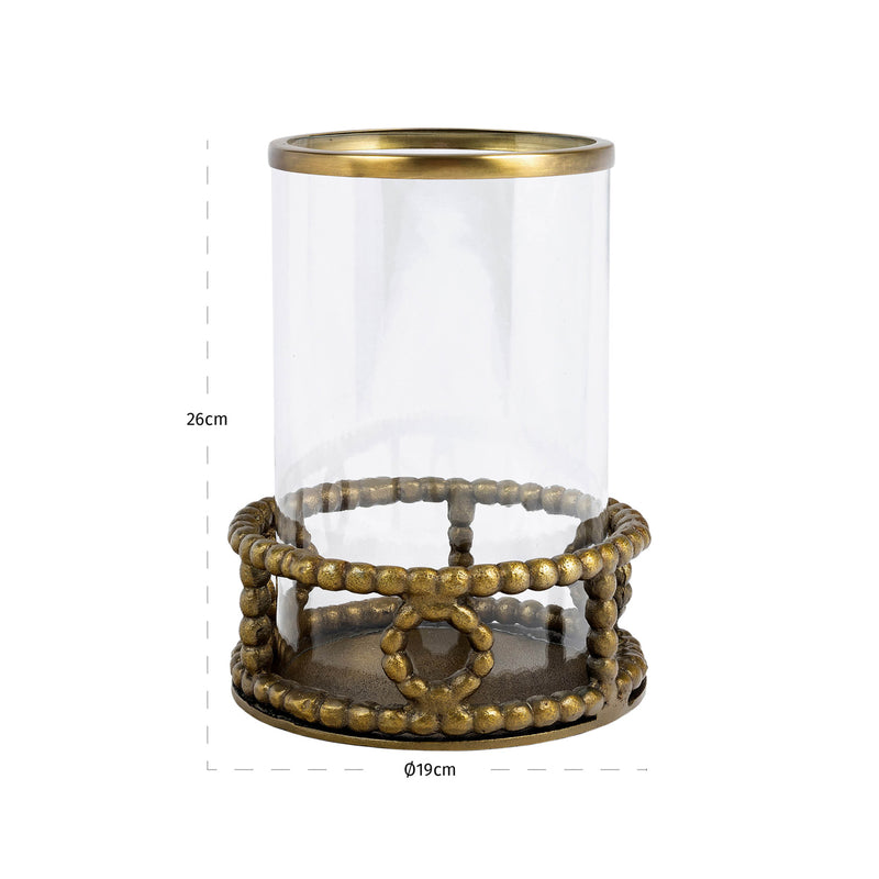 Windlicht Mile brass antique aus Aluminium & Glas, 26 cm hoch