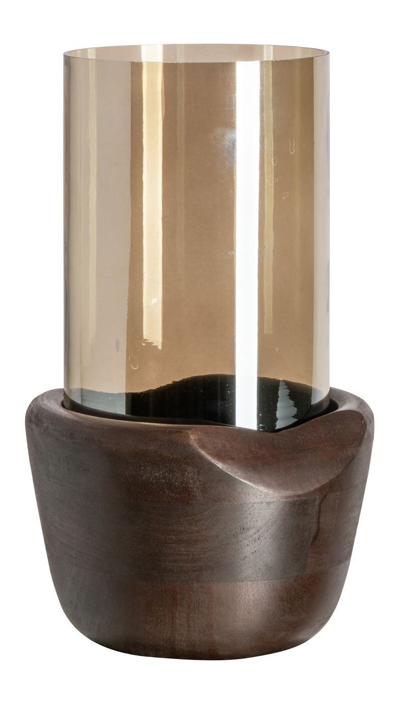 Richmond Windlicht Sloane Walnut aus Eisen, Glas & Mangoholz, 28 cm