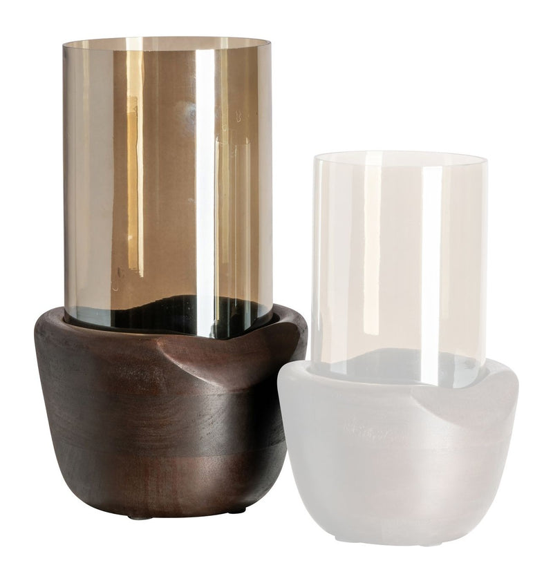 Richmond Windlicht Sloane Walnut aus Eisen, Glas & Mangoholz, 28 cm