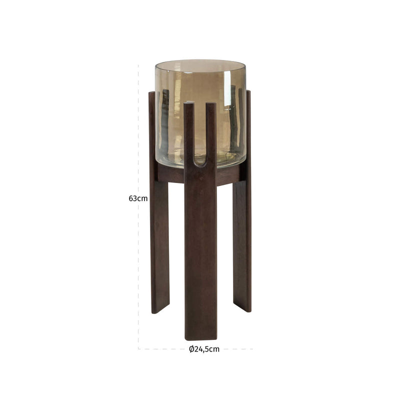 Windlicht Paige Walnut aus Mangoholz & Glas, 63,5 cm hoch, Richmond