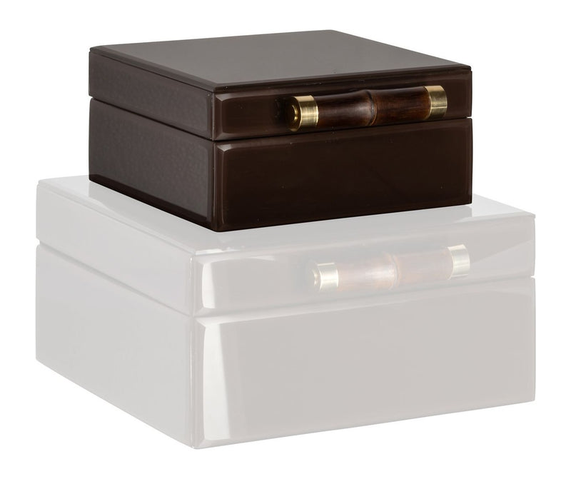 Aufbewahrungsbox Echo dunkelbraun mit Wildleder, Glas & Messing