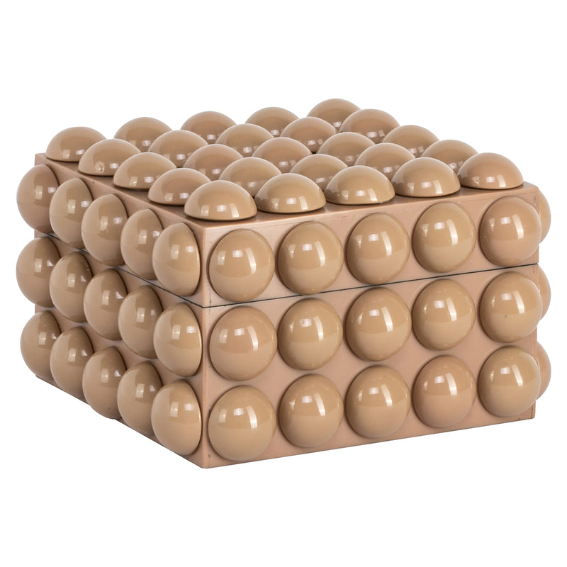 Aufbewahrungsbox Ash beige, kompakte Deko-Box aus Harz und MDF