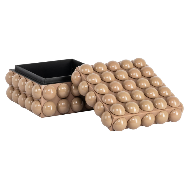 Aufbewahrungsbox Ash beige, kompakte Deko-Box aus Harz und MDF