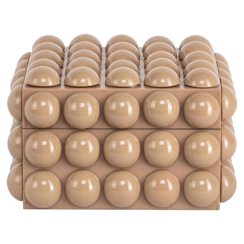 Aufbewahrungsbox Ash beige, kompakte Deko-Box aus Harz und MDF