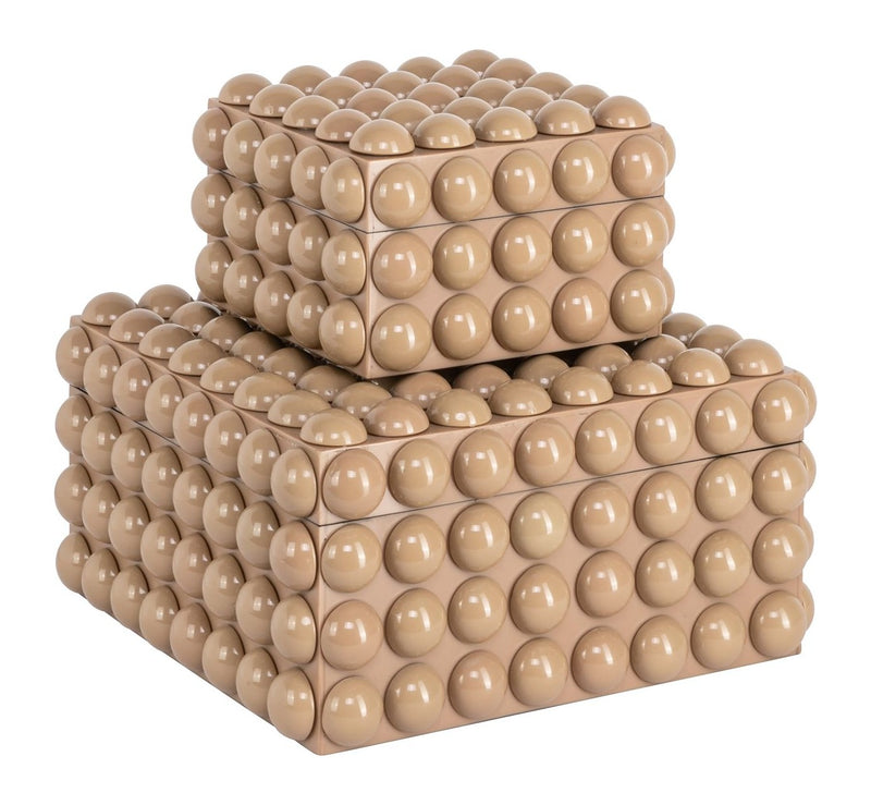 Aufbewahrungsbox Ash beige, kompakte Deko-Box aus Harz und MDF