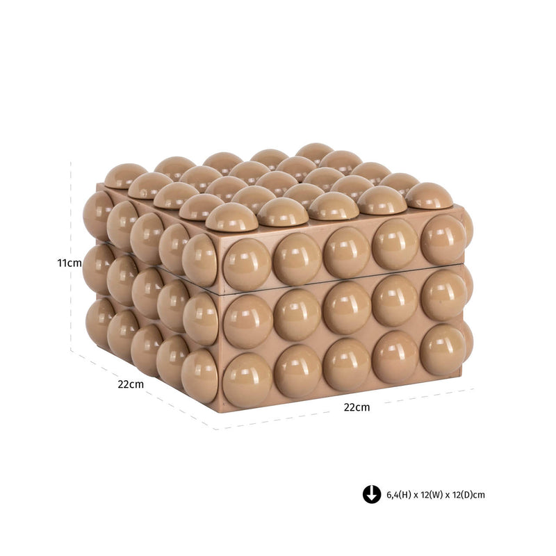 Aufbewahrungsbox Ash beige, kompakte Deko-Box aus Harz und MDF