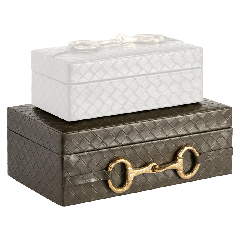 Aufbewahrungsbox Blade Olive Large aus Wildleder – Richmond Design