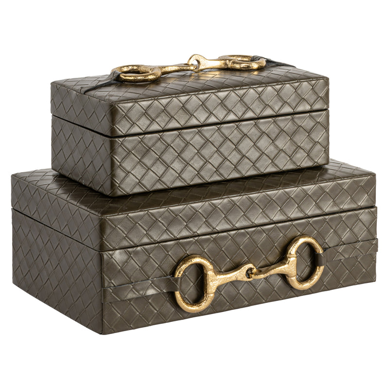 Aufbewahrungsbox Blade Olive Large aus Wildleder – Richmond Design