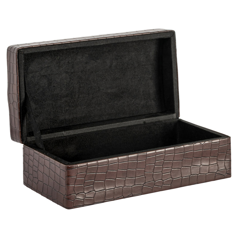 Aufbewahrungsbox Rex dark brown small - Wildleder-Box, kompakt