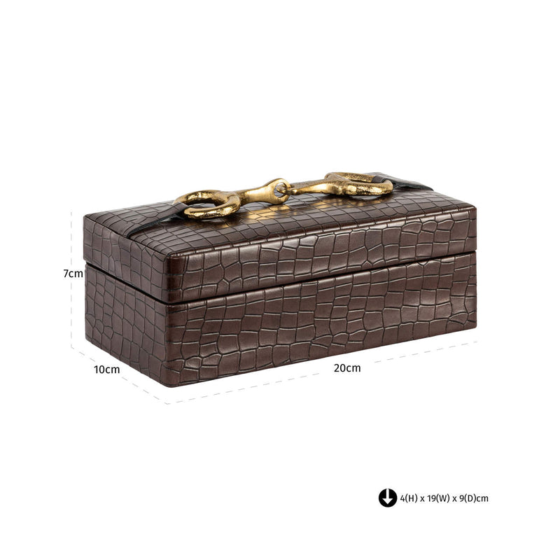 Aufbewahrungsbox Rex dark brown small - Wildleder-Box, kompakt