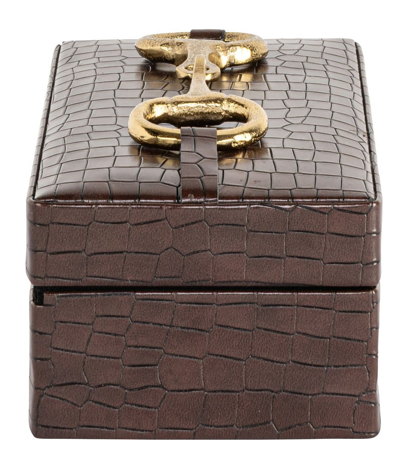 Aufbewahrungsbox Rex dark brown small - Wildleder-Box, kompakt