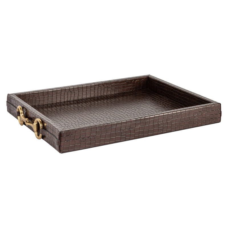 Richmond Tablett Banks – Wildleder-Serviertablett in Dunkelbraun