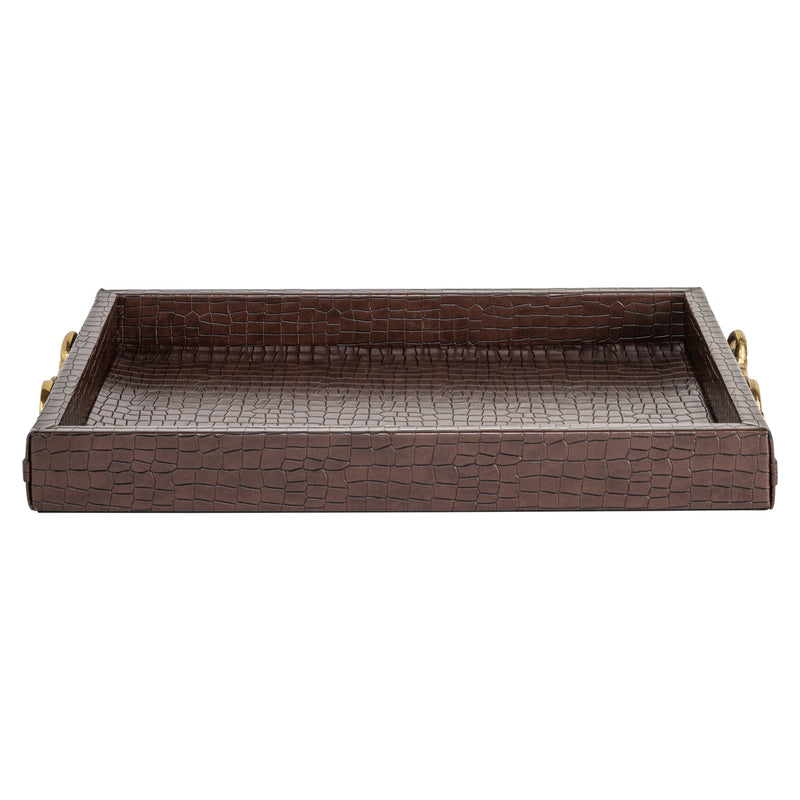 Richmond Tablett Banks – Wildleder-Serviertablett in Dunkelbraun